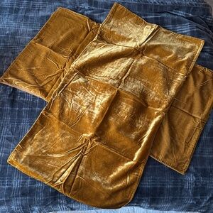 West Elm Set of 2 King Gold Velvet Pillow Shams
